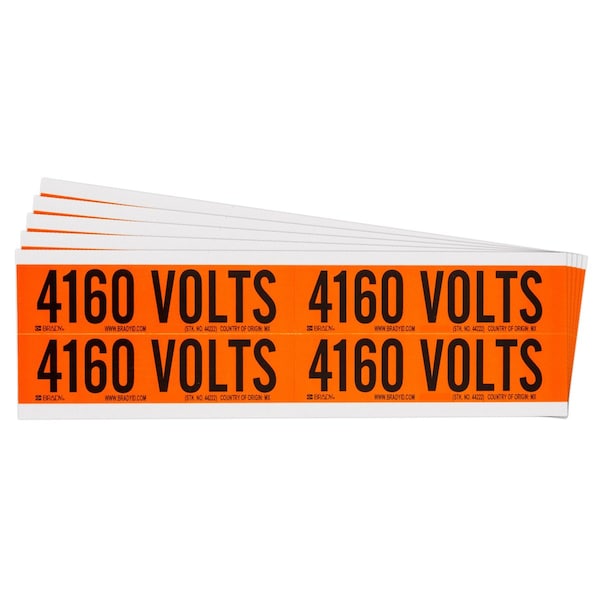 4160 Volts Conduit and Voltage Lbls 1.125 in H x 4.125 in W BK on OR 5/PK